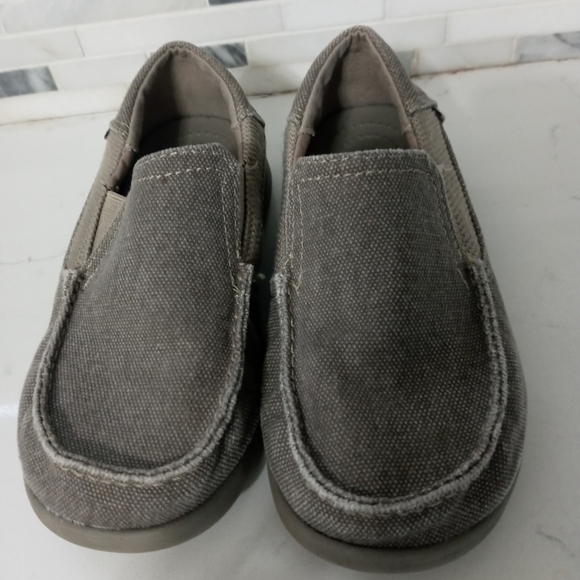 Crocs Santa Cruz Dual Comfort dark beige canvas slip on boat shoes /Loafers C11 - Picture 1 of 6